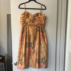 James Coviello Floral Print Yellow/Orange Dress